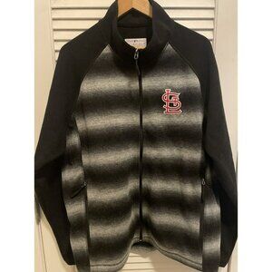 St Louis Cardinals Carl Banks L Sweater Jacket Black Gray Baseball Embroidered